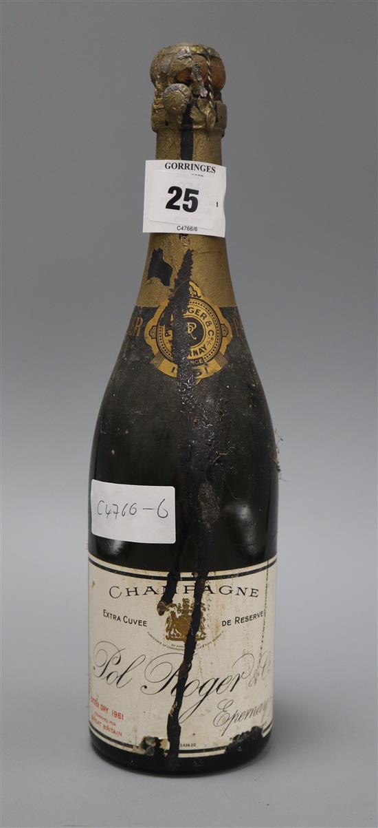 A bottle Pol Roger 1961 champagne